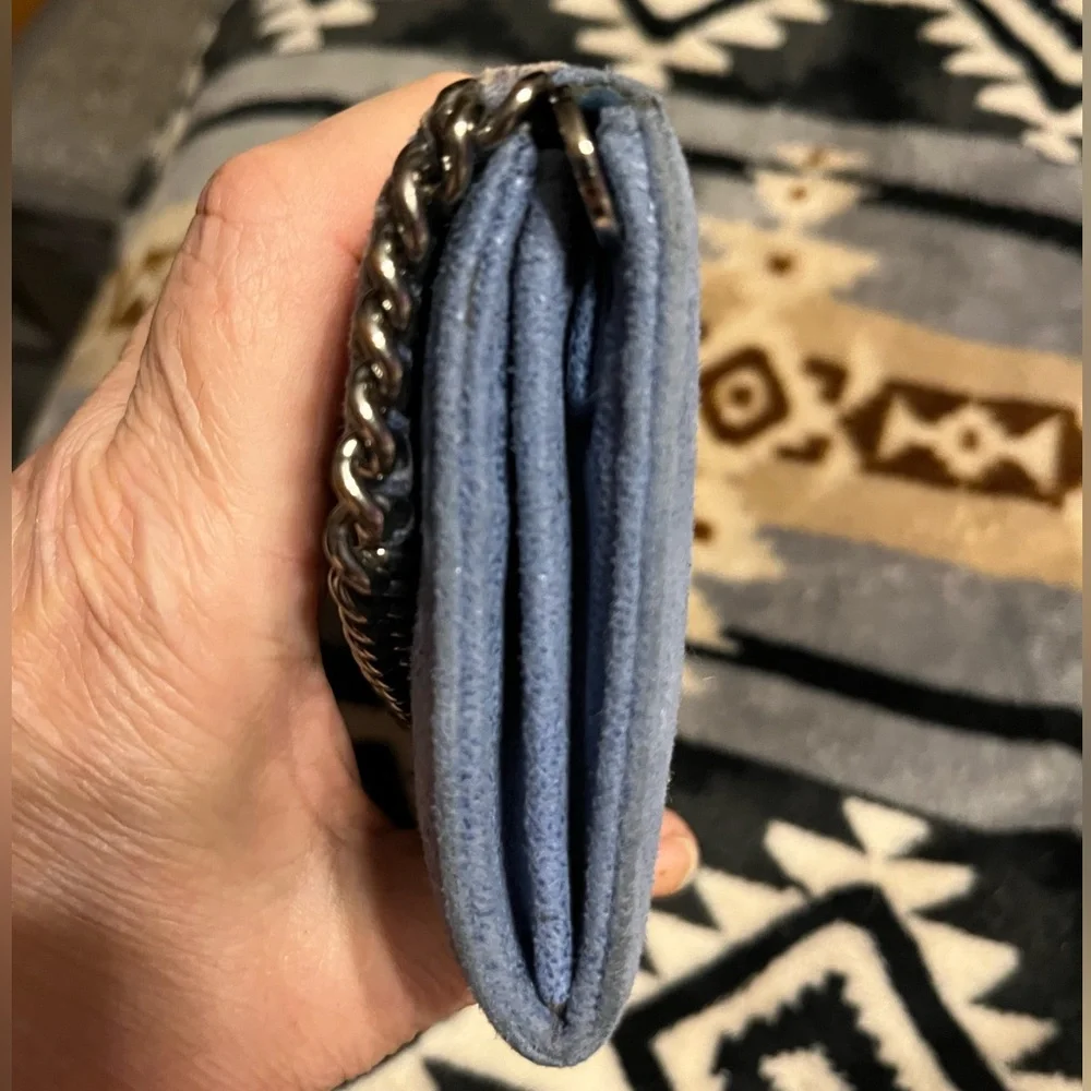 Stella McCartney EUC COA* Falabella Continental Flap Wallet Clutch -Cyan . - Picture 11 of 17